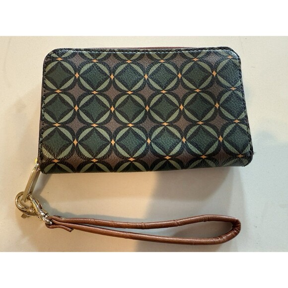 Green and Brown Color Wristlet Fossil Wallet Wristlet Nice! - Picture 1 of 4